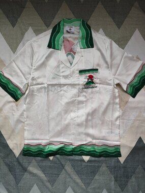 Casablanca White Silk Short-Sleeve Bowling Shirt